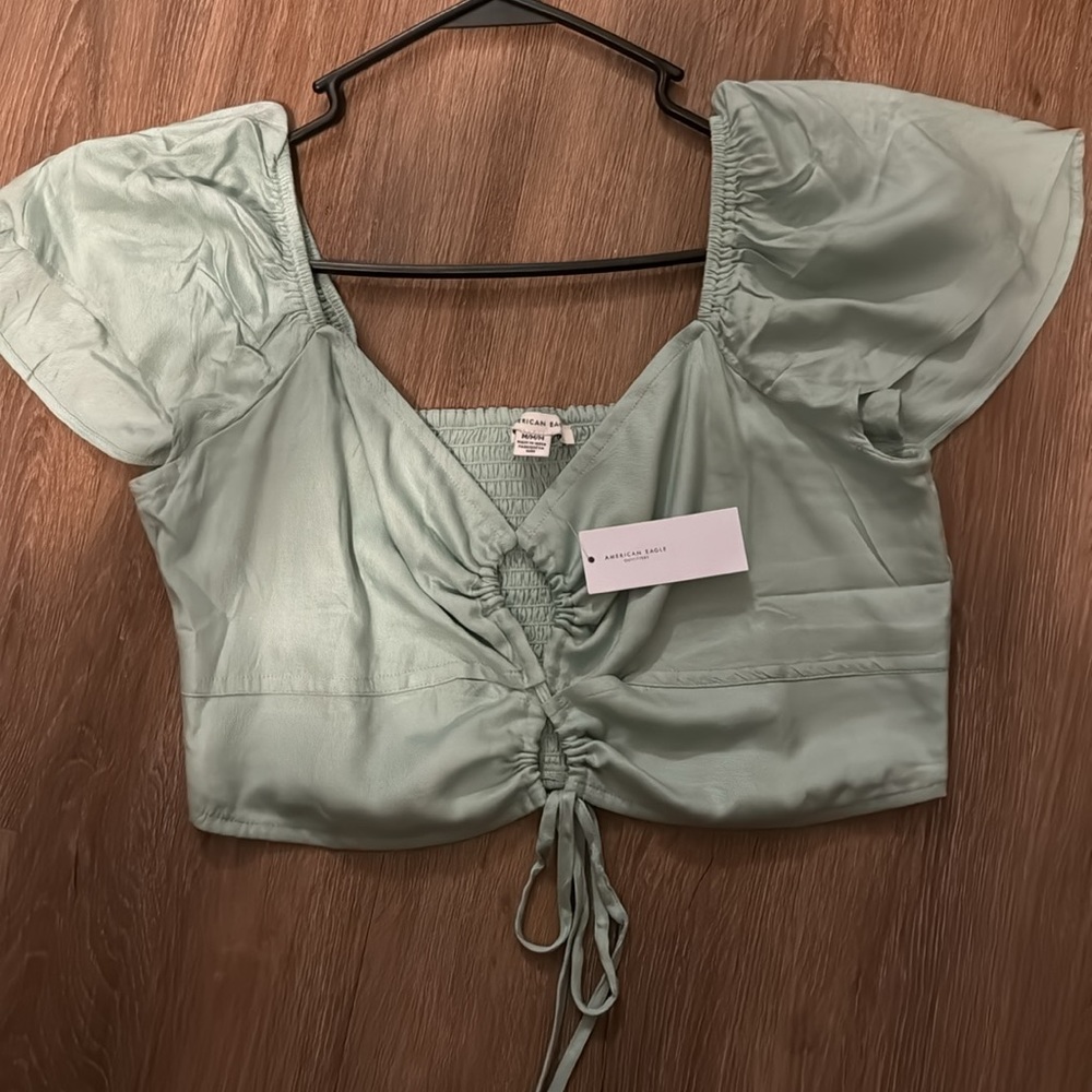American Eagle Cut-Out Flutter Sleeve Top NWT